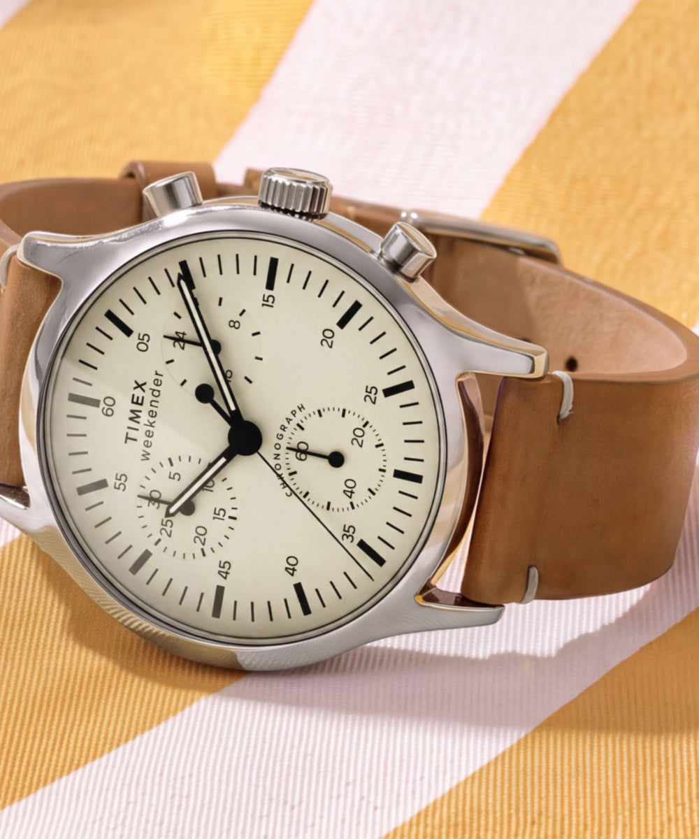 Timex Weekender® New England Chronograph 40mm Leather Strap Watch - Image 7