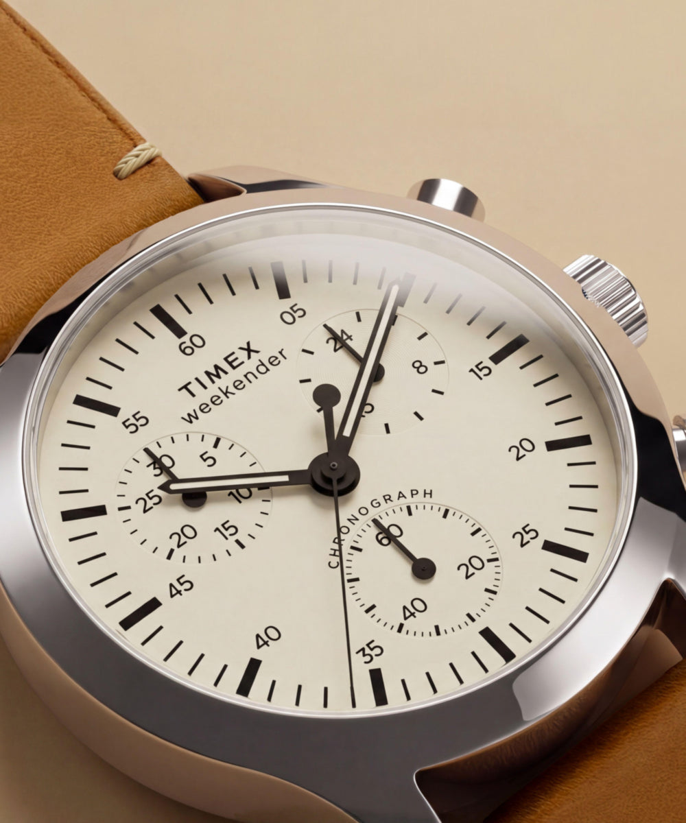 Timex Weekender® New England Chronograph 40mm Leather Strap Watch - Image 8