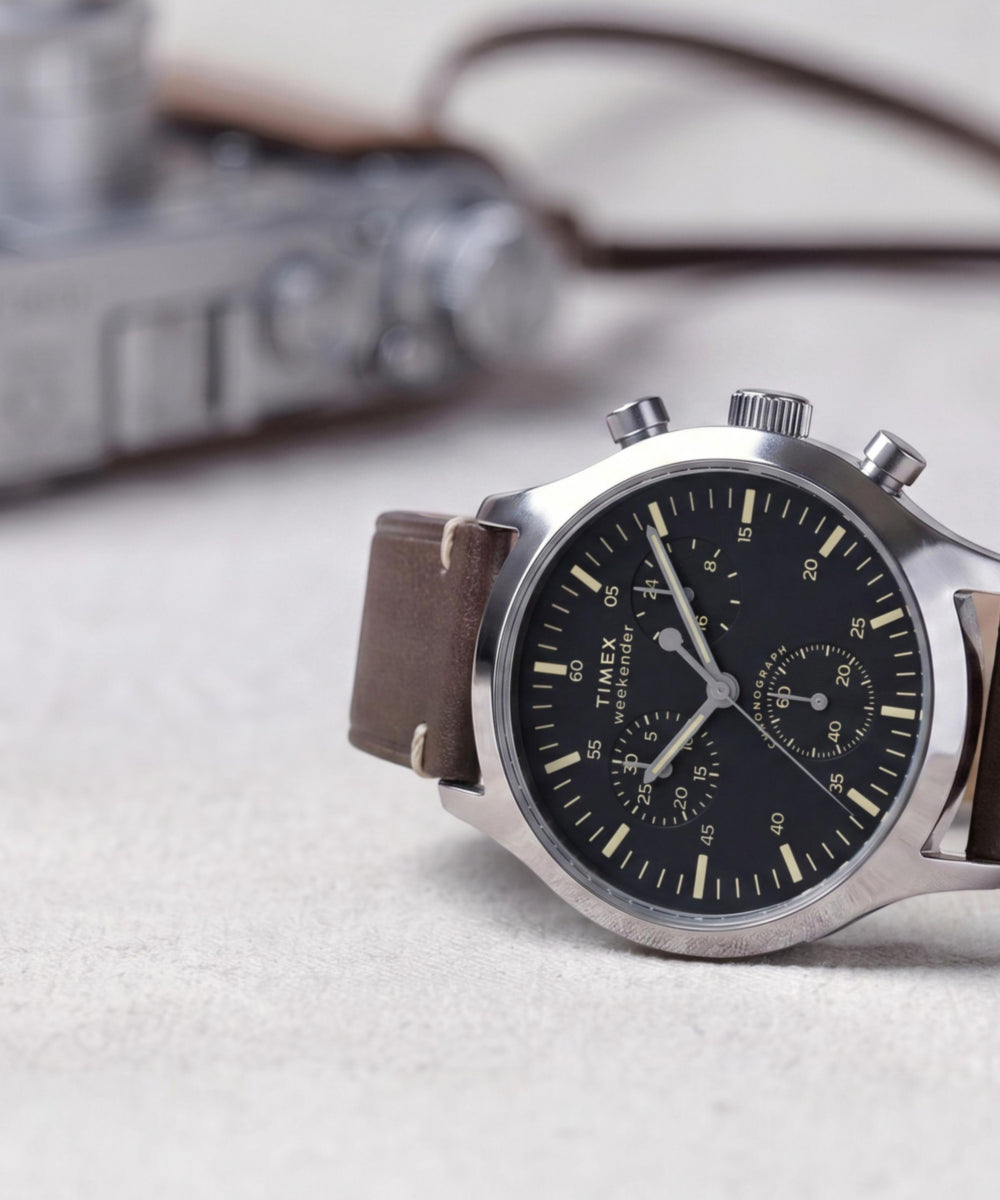 Timex Weekender® New England Chronograph 40mm Leather Strap Watch - Image 7