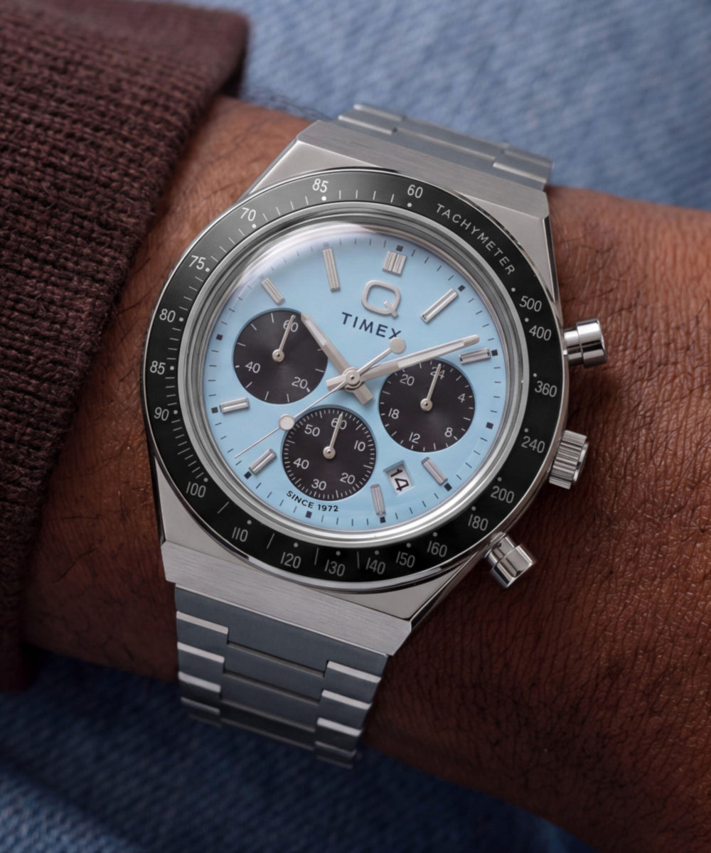 Q Timex Chronograph 40mm Stainless Steel Bracelet Watch - Image 2