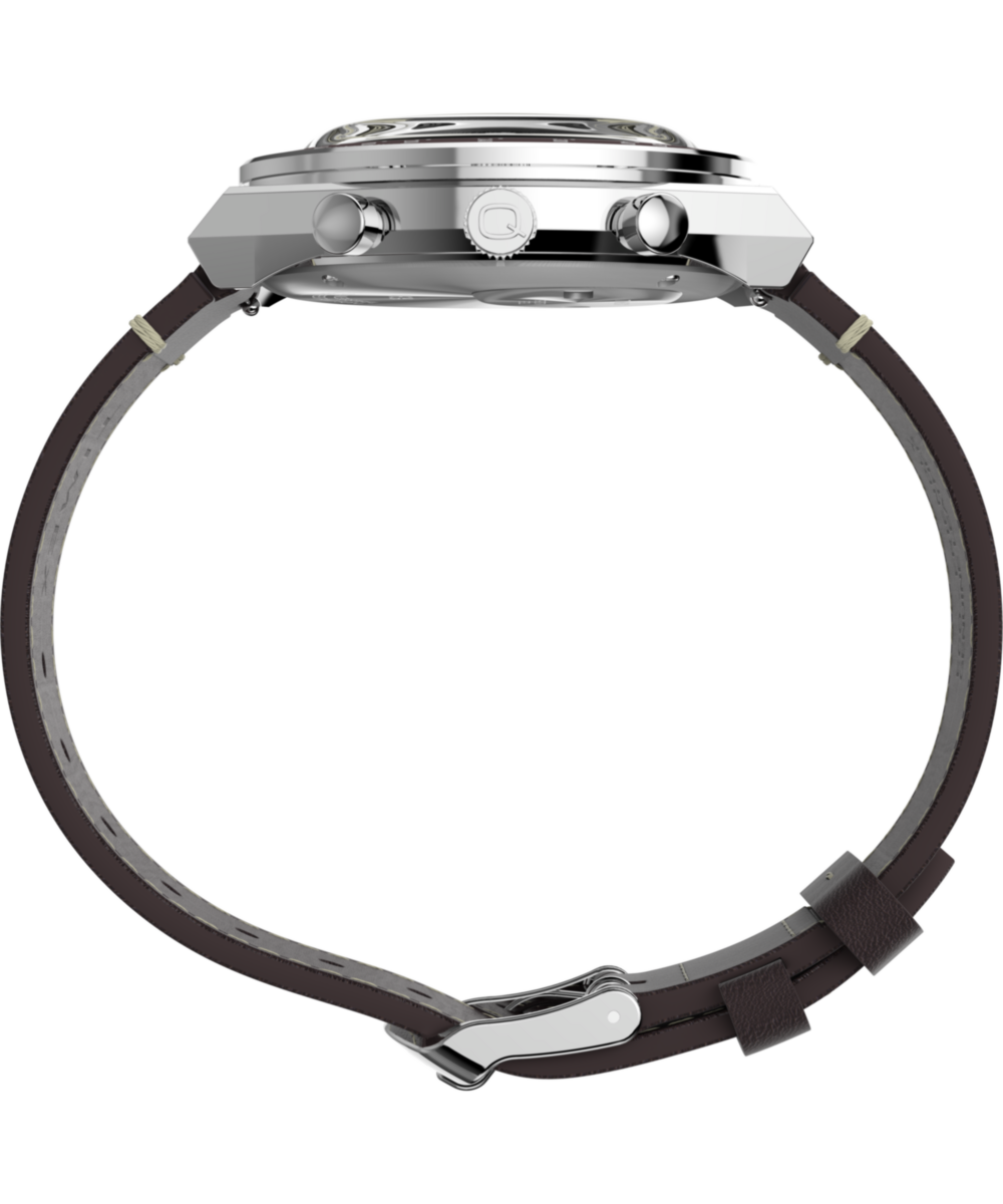 Q Timex Chronograph 40mm Leather Strap Watch - Image 3