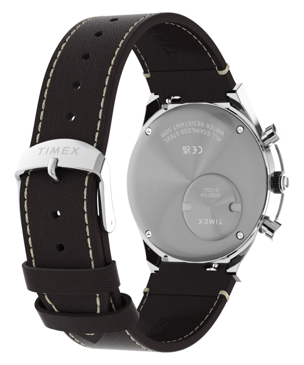 Q Timex Chronograph 40mm Leather Strap Watch - Image 6