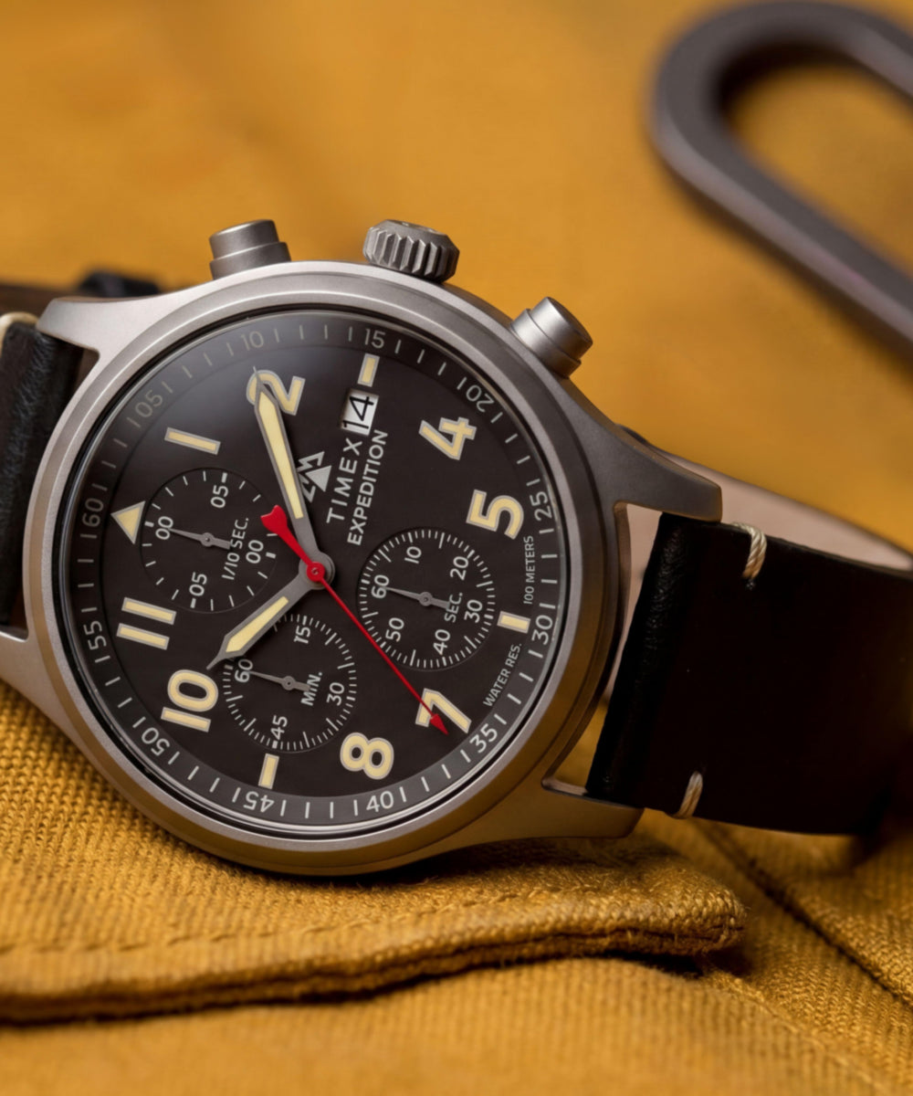 Expedition® Sierra Chronograph 43mm Leather Strap Watch - Image 7