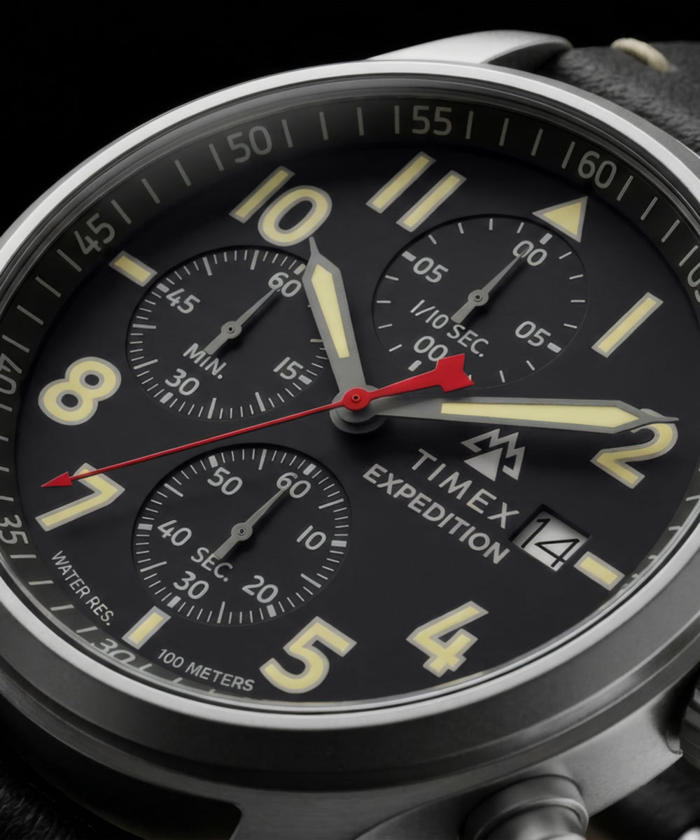 Expedition® Sierra Chronograph 43mm Leather Strap Watch - Image 8