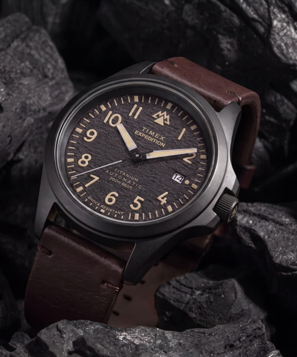 Expedition® Field Post Titanium Automatic 41mm Leather Strap Watch - Image 7