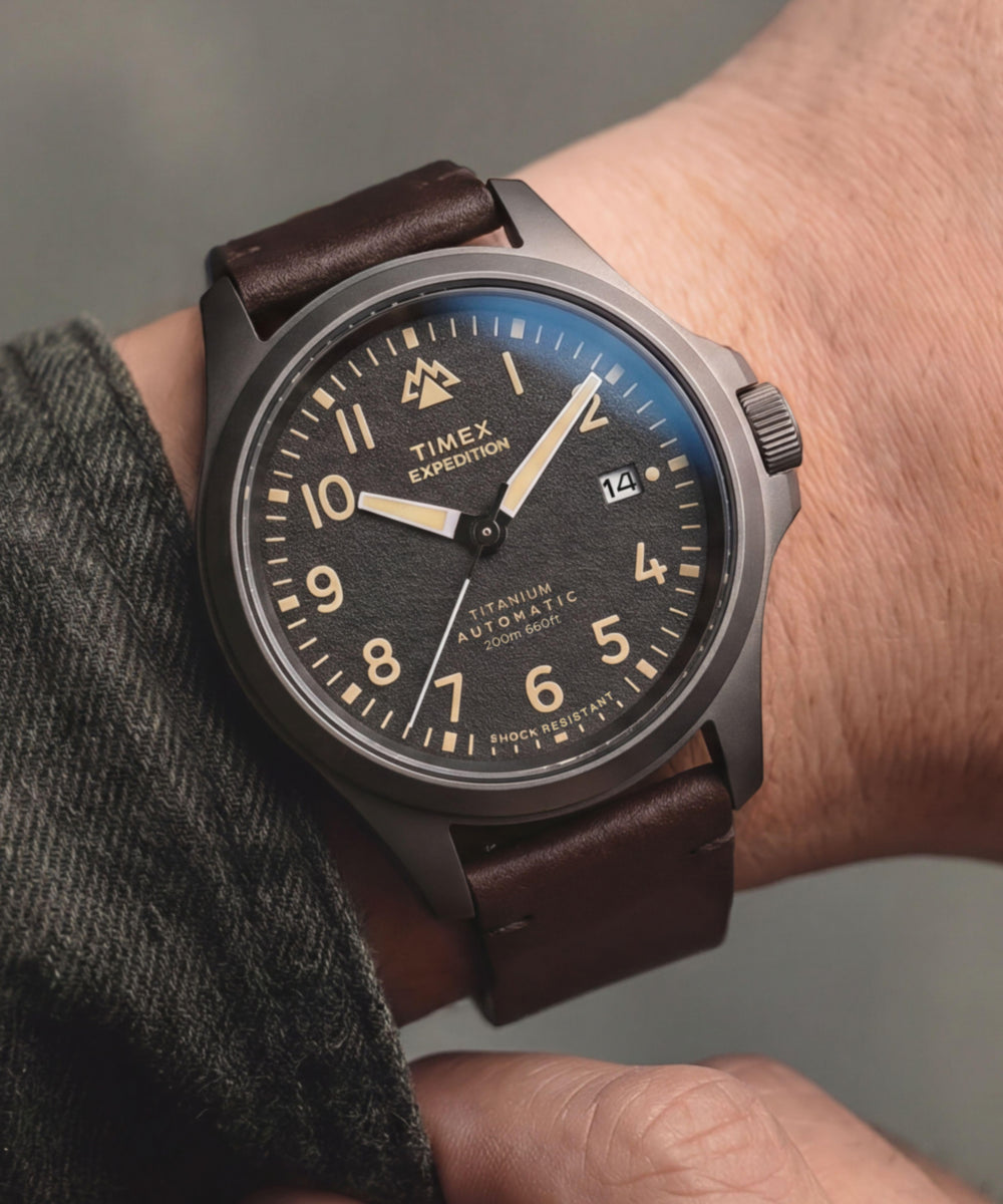Expedition® Field Post Titanium Automatic 41mm Leather Strap Watch - Image 2