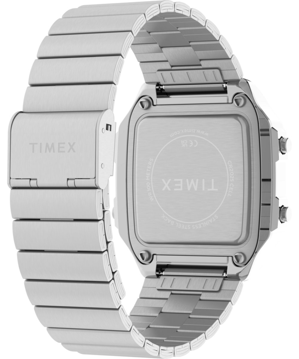 World Time Digital 40mm Stainless Steel Bracelet Watch - Image 5
