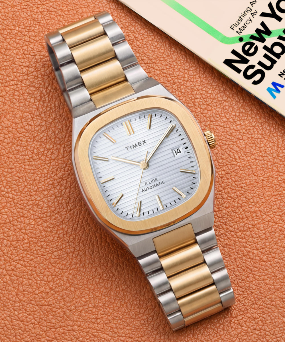 Timex® Automatic E Line 38mm Stainless Steel Bracelet Watch - Image 7