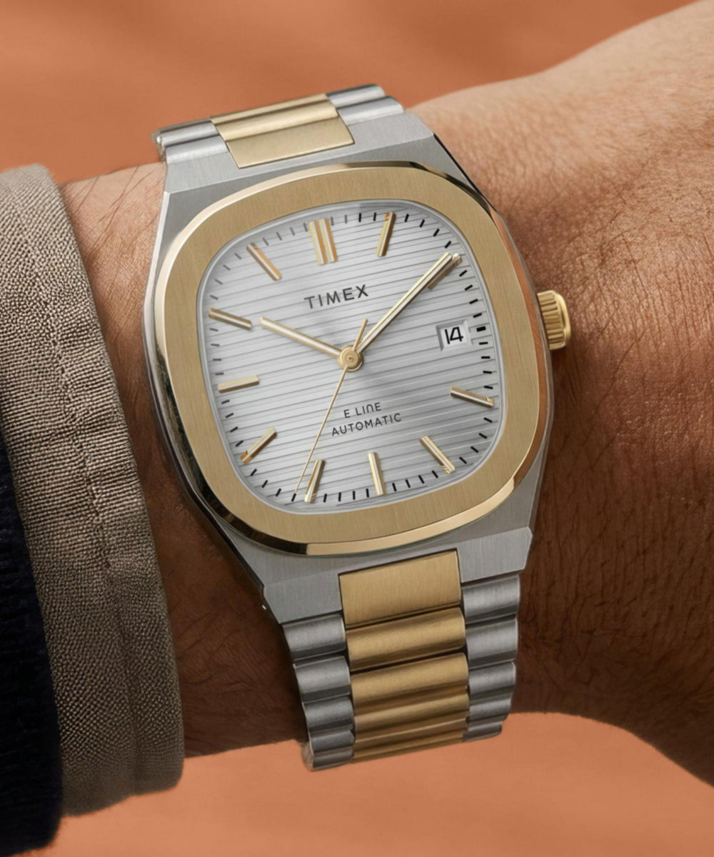 Timex® Automatic E Line 38mm Stainless Steel Bracelet Watch - Image 2