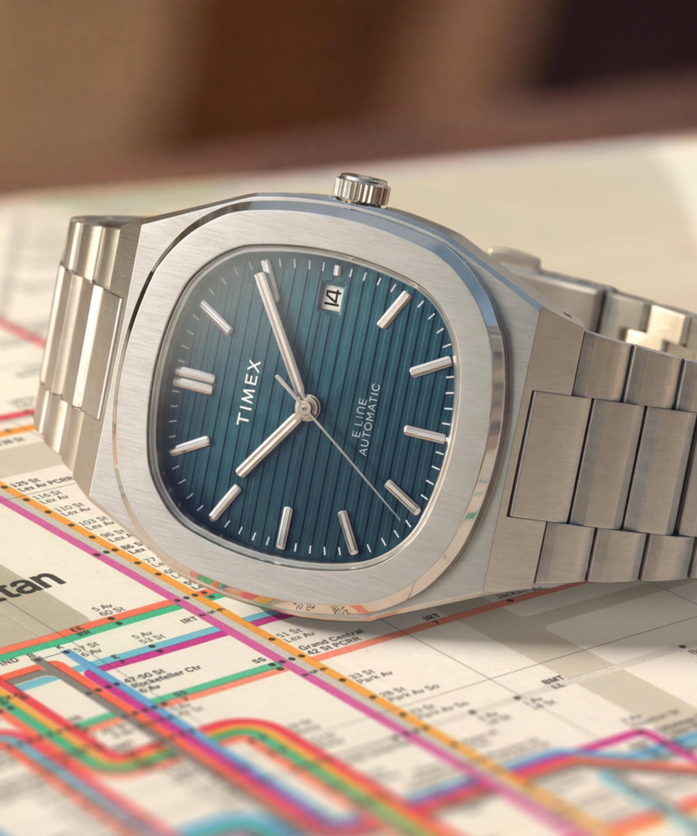 Timex® Automatic E Line 38mm Stainless Steel Bracelet Watch - Image 7
