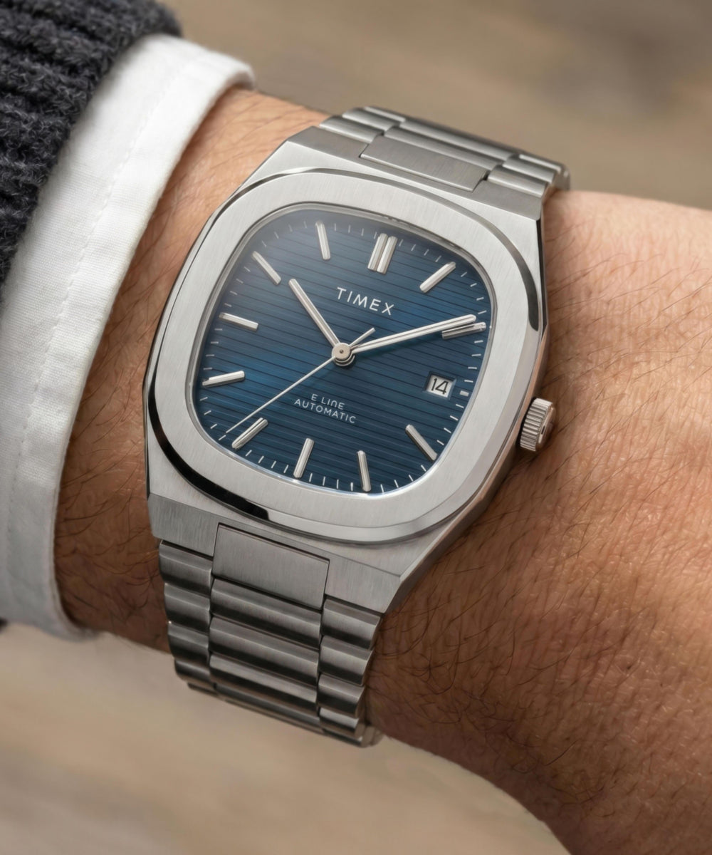 Timex® Automatic E Line 38mm Stainless Steel Bracelet Watch - Image 2