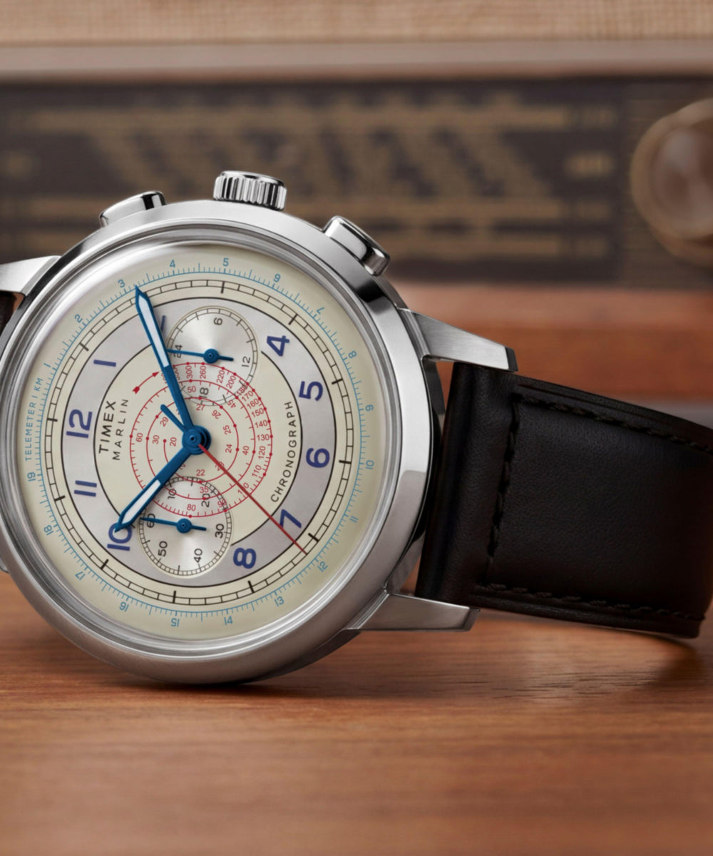 Marlin® Neo Classic Chronograph 40mm Leather Strap Watch - Image 6